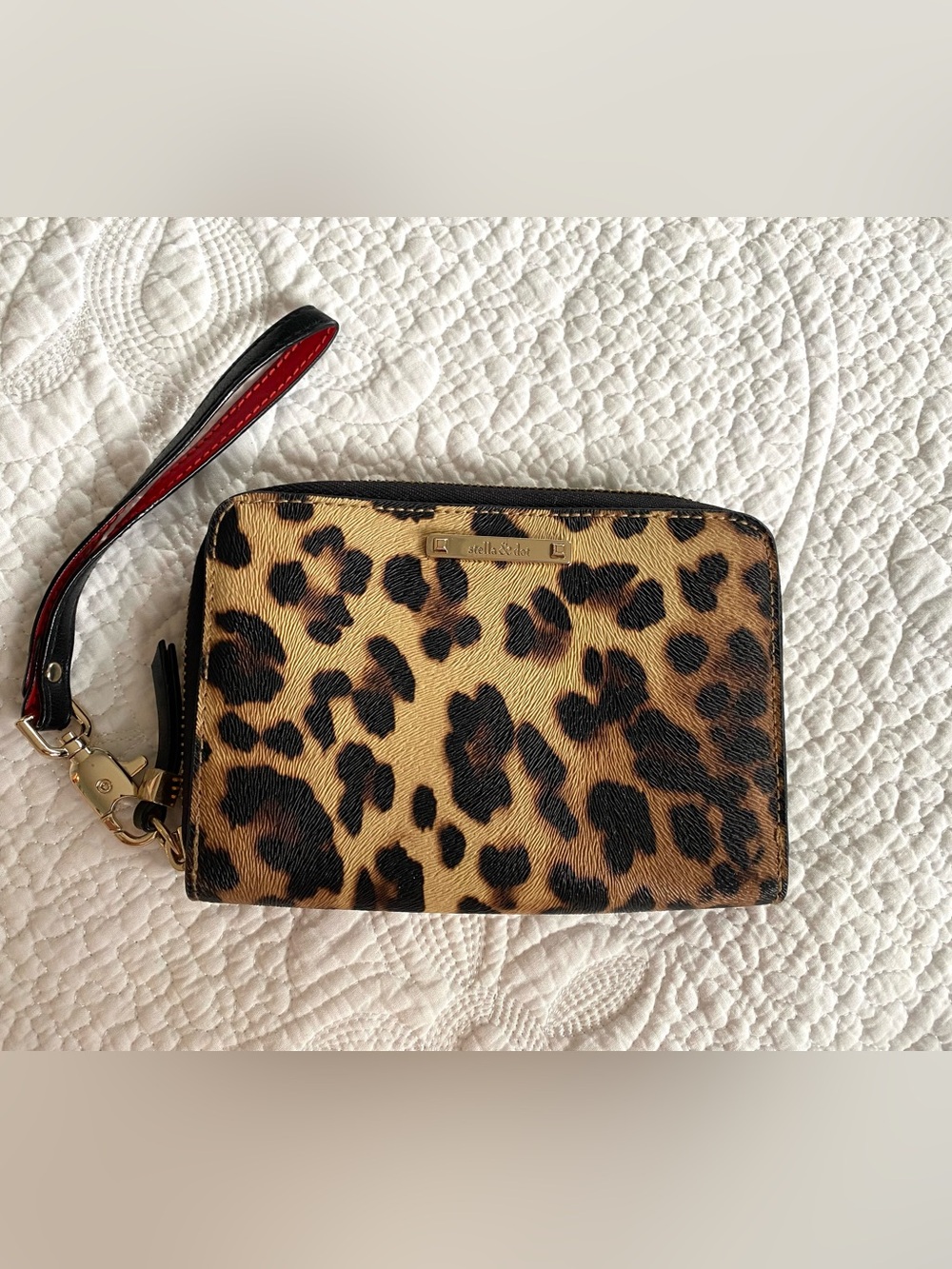 Stella & Dot Leopard Print wristlet wallet.